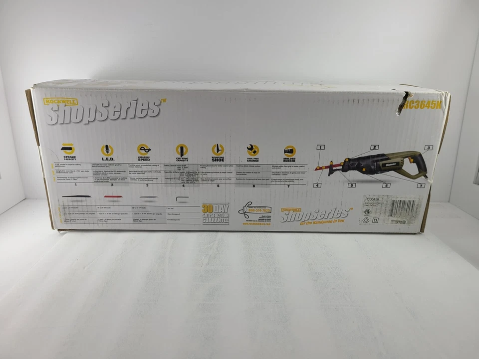 ROCKWELL RC3645K ELECTRIC 8 AMP RECIPROCATING SAW KIT ~ NEW!! - Image 3 of 4