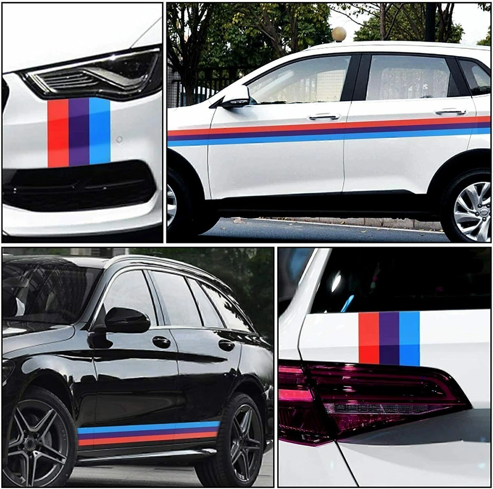 M-Colored Stripe Sticker car Vinyl Decal For BMW M3 M4 M5 M6 3 5 6 7 Series - Image 4 of 4