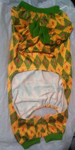 Halloween "Medium Dog" Pajama Costume Shirts Plaid Size Medium Yellow & Green - Picture 5 of 11