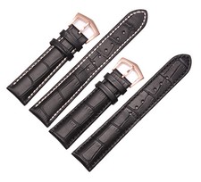 New Black Genuine Leather Watch Band Strap For Patek Philippe