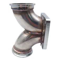Racing Turbo T4 Doble Desplazamiento Brida a 2.5" Banda V Doble Entrada SS Y Adaptador de Codo