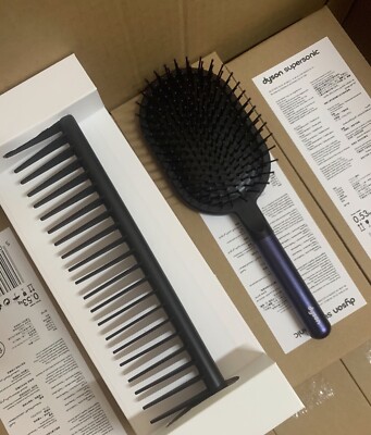 Dyson-designed Detangling Comb & Paddle Brush Set, Prussian Blue/Rich Copper NEW