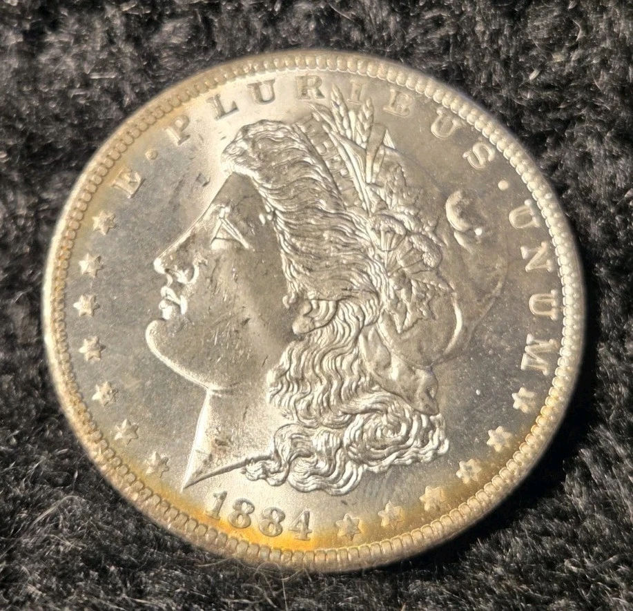 1884-O MORGAN MAJOR REVERSE STRUCK THRU/Die Clash  ERROR Silver Dollar Frosty  - Image 3 of 4