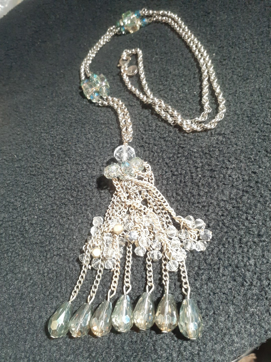 Loft Silver Tone Rhinestone Statement Necklace Gr… - image 2