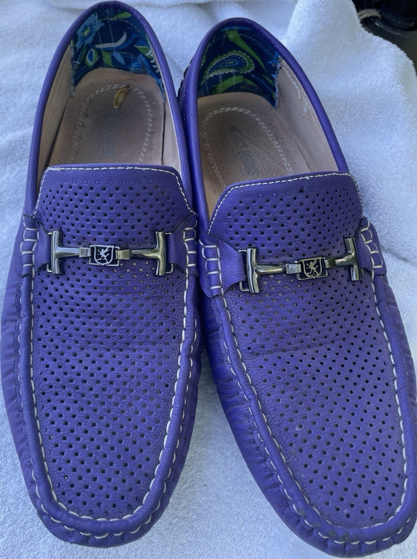 Stacy Adams Purple Leather Slip-On Dress Loafers Almond Toe Men’s US 11 M