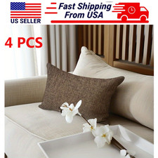 4Pcs Linen Throw Pillow Cover Decorative Lumbar 12" x 20" Lumbar Pillowcases