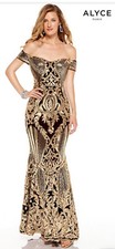 Alyce Paris Black Gold Formal Prom Wedding Dress Style 60814 New Never Worn