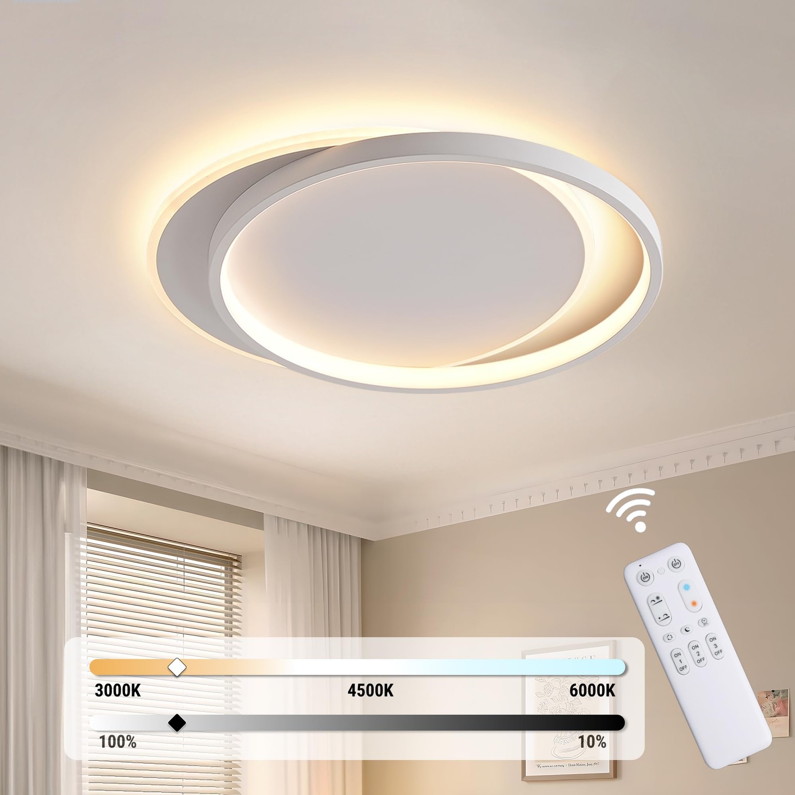 Lampe de plafond moderne LED dimmable 3000K 6000K luminaire chambre adulte