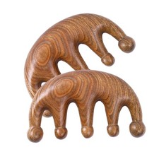 Meridian Massage Comb Wooden Green Sandalwood Five Teeth Rake Hair Tool