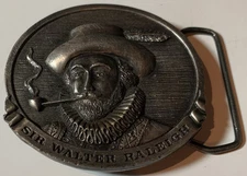 Vintage (1978) Bergamot Brass Works Sir Walter Raleigh Belt Buckle Bottle Opener