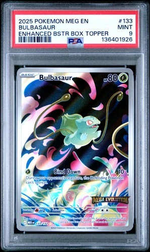 PSA 9 Bulbasaur Enhanced Promo Illustration Rare #133 2025 Mega Evolution 1926