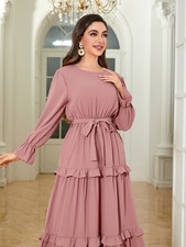 Fashion Women Abaya Muslim Long Sleeve Maxi Dress Dubai Kaftan Islam Party Gown