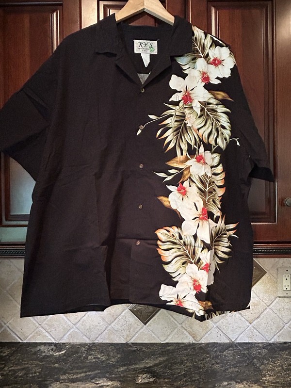 Best Ever Hawaiian Hawaii Shirt Vintage KY’s Floral Hibiscus Black 3X