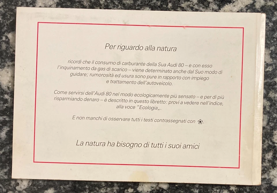 AUDI 80 Libretto Uso e Manutenzione 1992 - Immagine 3 di 3