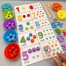 Wooden Rainbow Montessori Math Toy for Toddlers  Counting  Color Sorting