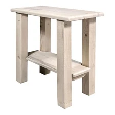 Pemberly Row Transitional Solid Wood Chairside Table in Natural