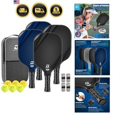 Pickleball Paddles Set of 4, Carbon Fiber Pickle Ball Paddle, USAPA Approved ...