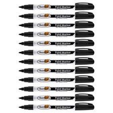 Thornton's Art Supply Oil-Based Paint Marker, Fine Point, Black Ink, 12-Count