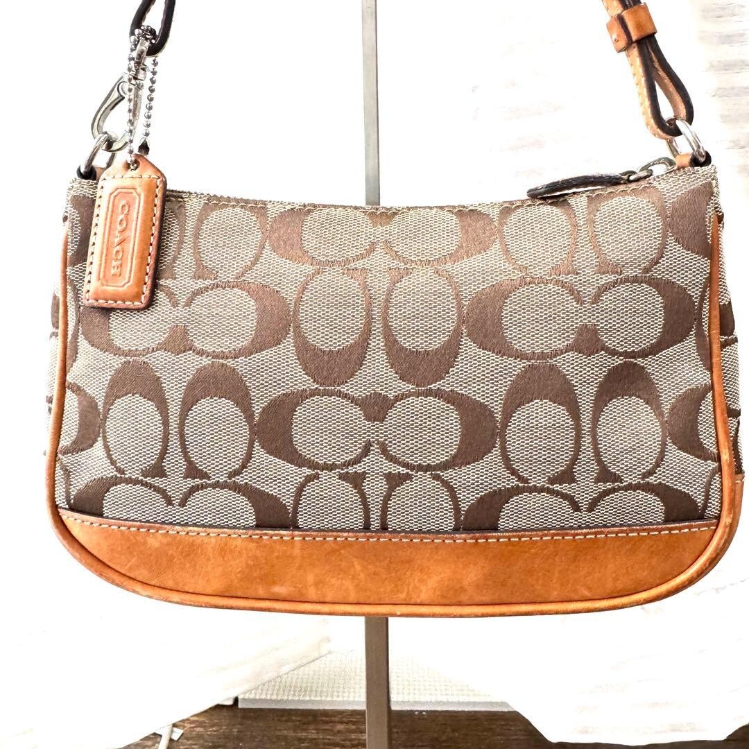 COACH Signature Shoulder Bag 6094 Canvas Leather Beig… - Gem