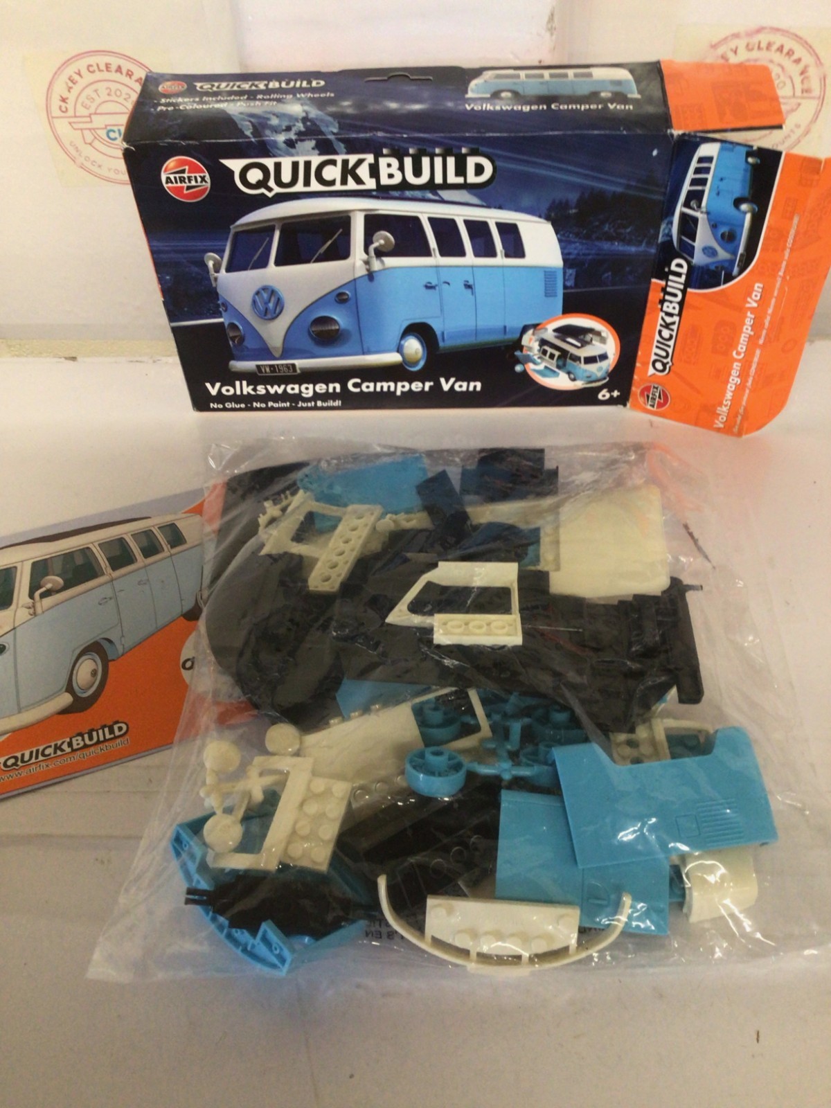 Airfix QUICKBUILD Model Car Kit - VW Camper Van Blue Car Building Kit for Kids 6