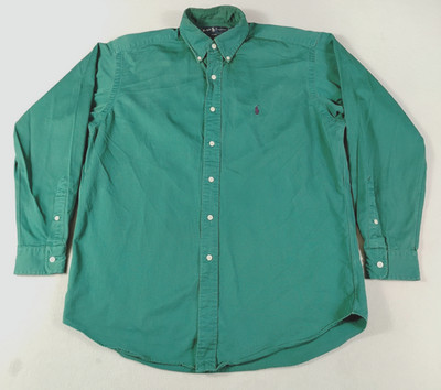 Ralph Lauren Shirt Mens Medium Green Twill Long Sleeve Button Down Blake Casual