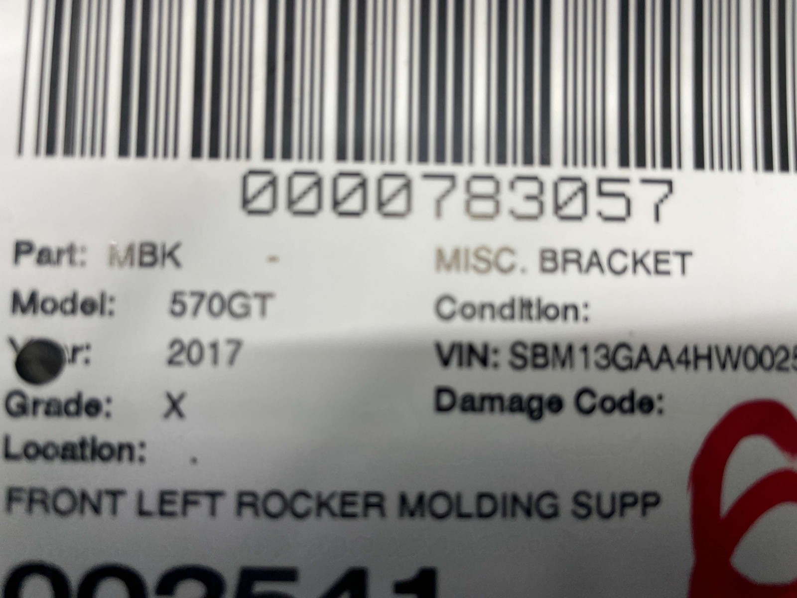 McLaren 570GT 2017-2021 Front Left Sill bracket