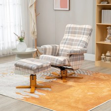 Recliner Chair Footstool Reclining Armchair Swivel Seat Ottoman Hidden Storage