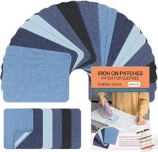 Iron On Patches for Clothes 24pcs, 3" x 4.1", Blue Black