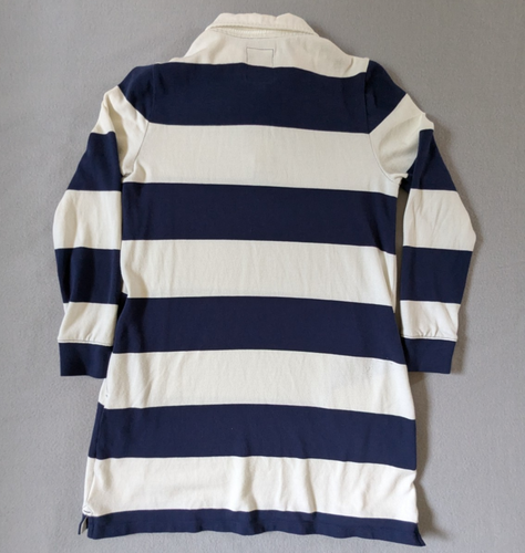 Lands End Rugby Dress Girls Large 14+ Long Sleeve Navy White Stripes Pockets - Picture 6 of 9
