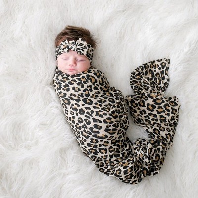 Posh Peanut Swaddle und Headwrap Animal Leopardenmuster - Viskose und Bambus Neu