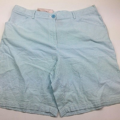 White Stag Women's Plus Blue White Striped Seersucker Shorts Size 18