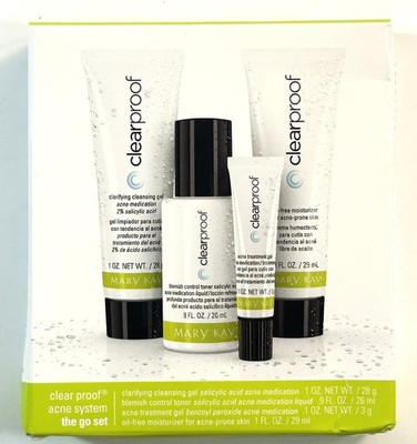 New MARY KAY Clearproof Acne System The Go Set Travel Size Gel Toner Moisturizer