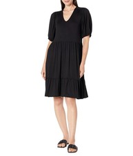 Karen Kane Womens' Puff Sleeve Tiered Dress - Black