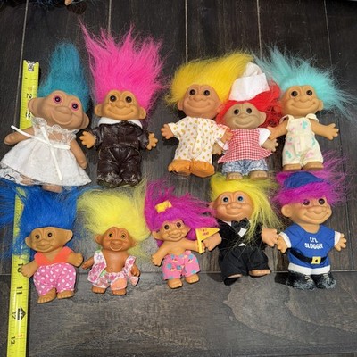 Vintage 90s Troll Dolls Various Brands Lot of 10 Ace Novelty, Russ lot#2 