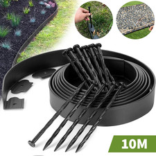 10M Flexible Garden Lawn Edging Border with 30 Pegs Plastic Landscape Divider UK