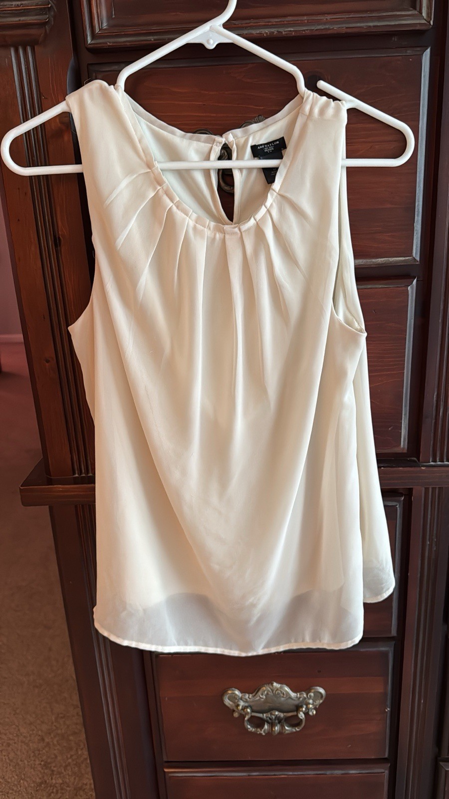 ANN TAYLOR LOFT Womens White Sleeveless Blouse Top in Petite Large Size