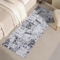 LäUfer Teppich Modern Waschbar Rutschfest Grau Weiß 60X180Cm FüR Flur Wohnzimmer