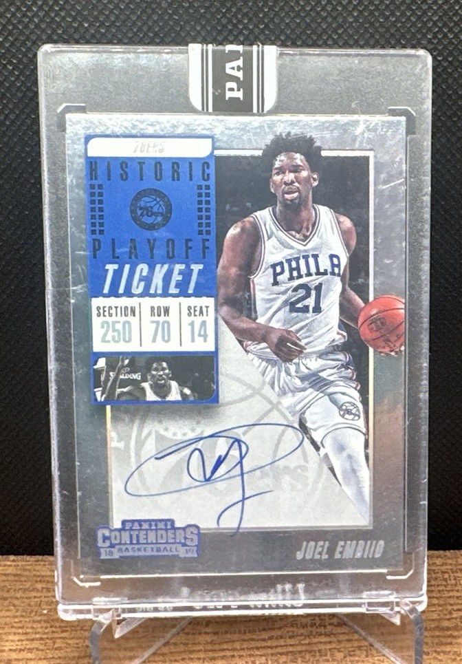 2018-19 Panini Sealed Contenders Joel Embiid Historic Ticket Auto Black Box 1/1