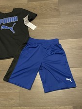 Puma Boy's 2-Piece T-Shirt  Shorts Set Black/blue Size 7
