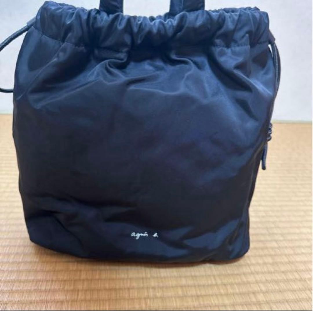 agnes b. nylon drawstring backpack black WAS13-03… - image 9