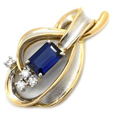 Pendant top Sapphire 0.89ct Diamond Pt900 18K Yellow Gold sapphire diamon