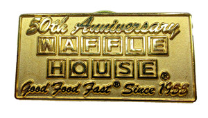 Vintage Waffle House 50th Anniversary Employee Lapel Pin Tie Tack Gold-tone