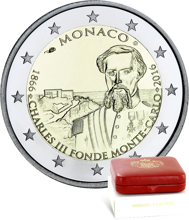 Monaco 2 Euros Commémo. BE 2016 - 150 ans de la fondation de Monte-Carlo par Cha