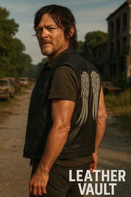 Daryl Dixon Vest Walking Dead Costume Angle Wing Patches Vest New Arrival 2026