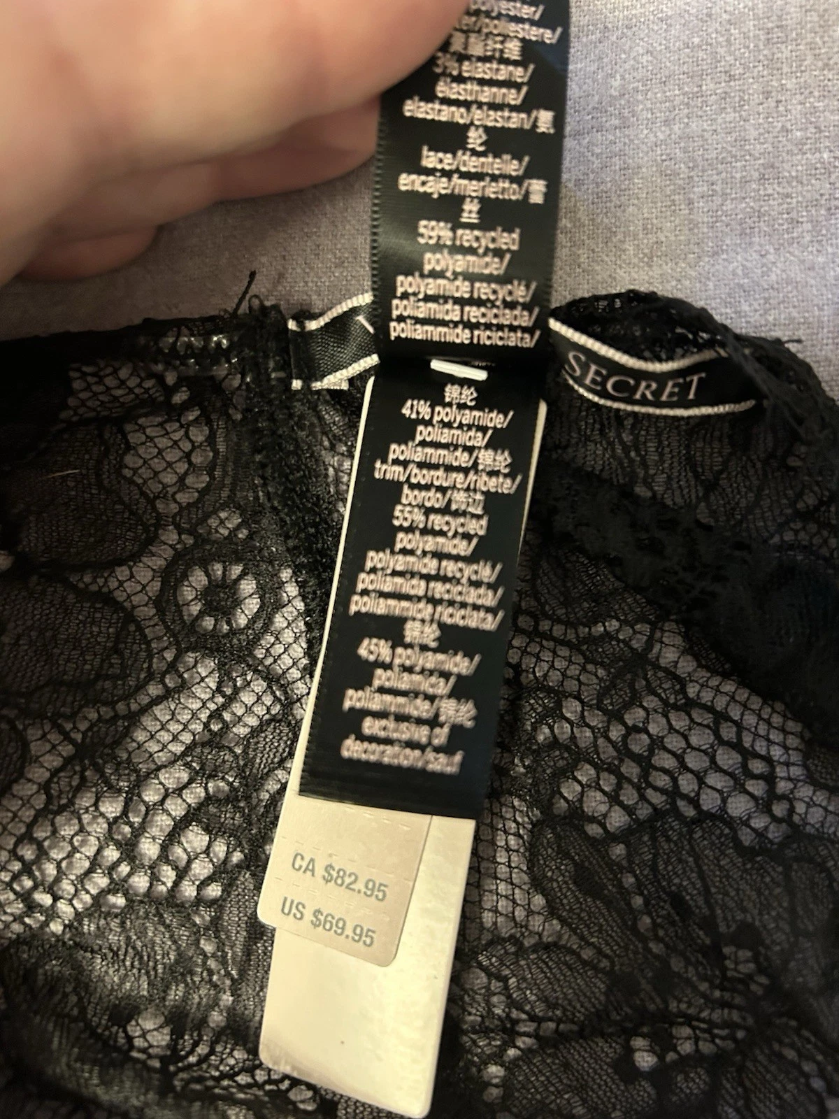 UNDERCOVER Victoria's Secret Mini Abito Slip in Raso con Top in Pizzo con Spacco Laterale Nero Tg.Med