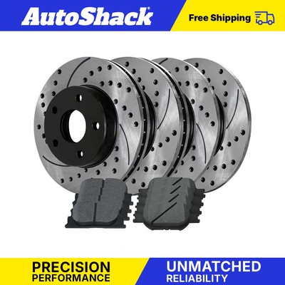 Front Rear Drilled Slotted Brake Rotors Ceramic Pads for Scion tC 2.4L