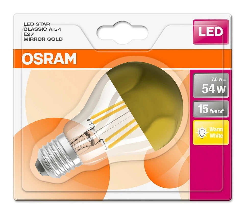 Osram LED Birnen A60 Kopfspiegellampe Mirror 7W fast 60W E27 Gold warmweiß 2700K - Bild 3 von 4