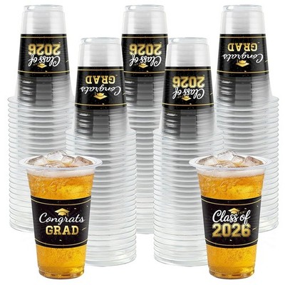 HongyiTime 100 Pack 16 oz Graduation Cups, Class of 2026 Graduates Disposable Ta
