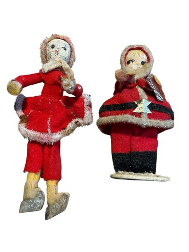 Delta Novelty Co Christmas Ornaments Set Of 2 VTG Felt Skater And Santa - Picture 4 of 4