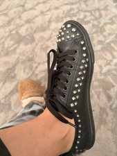 Prada Women’s black leather Studded, spiked Shoe Black Size 6.5 Prada/ USA 9